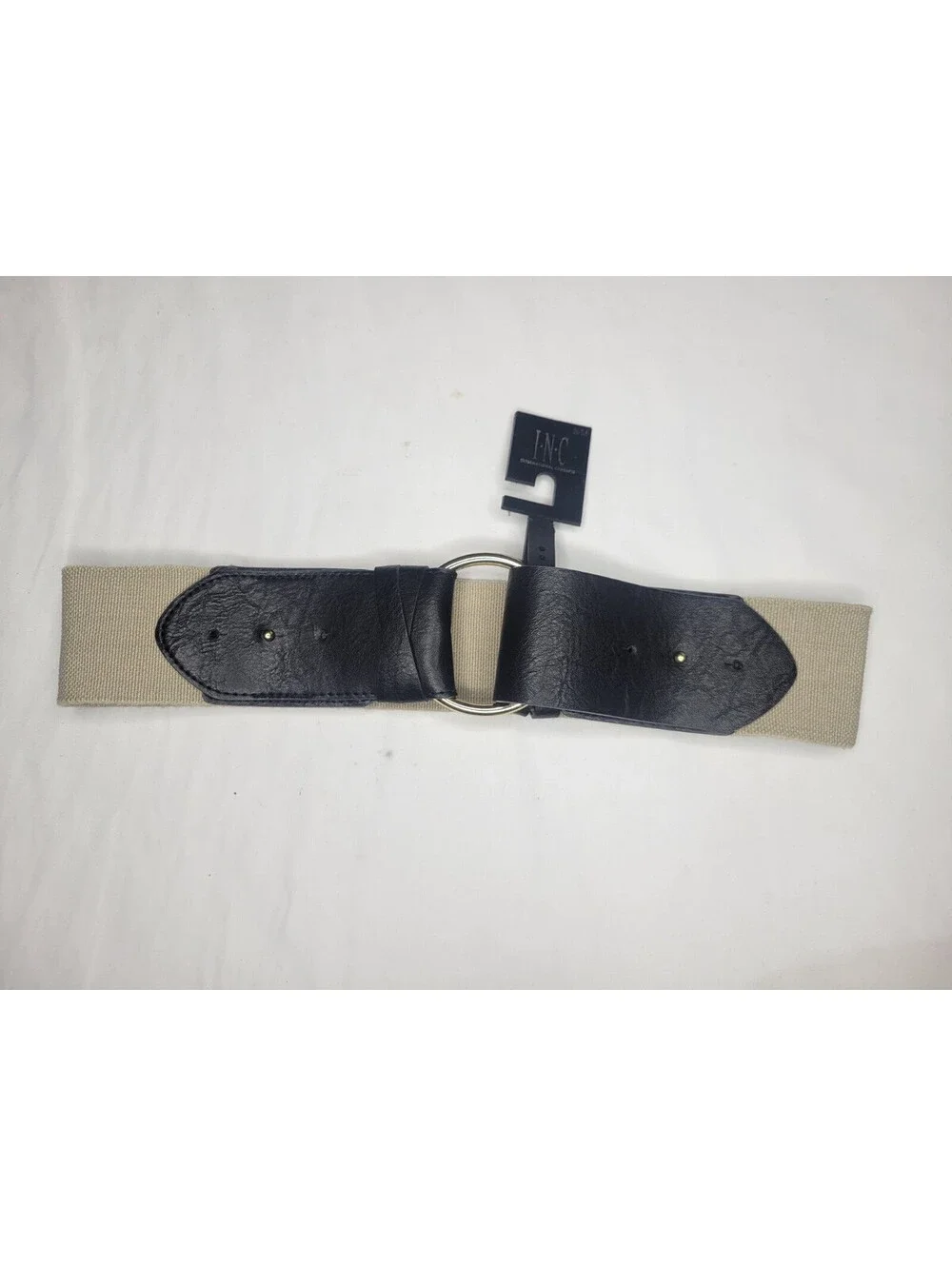 INC International Concepts Womens Waist Belt Wide Stretch Natural Linen Size M/L